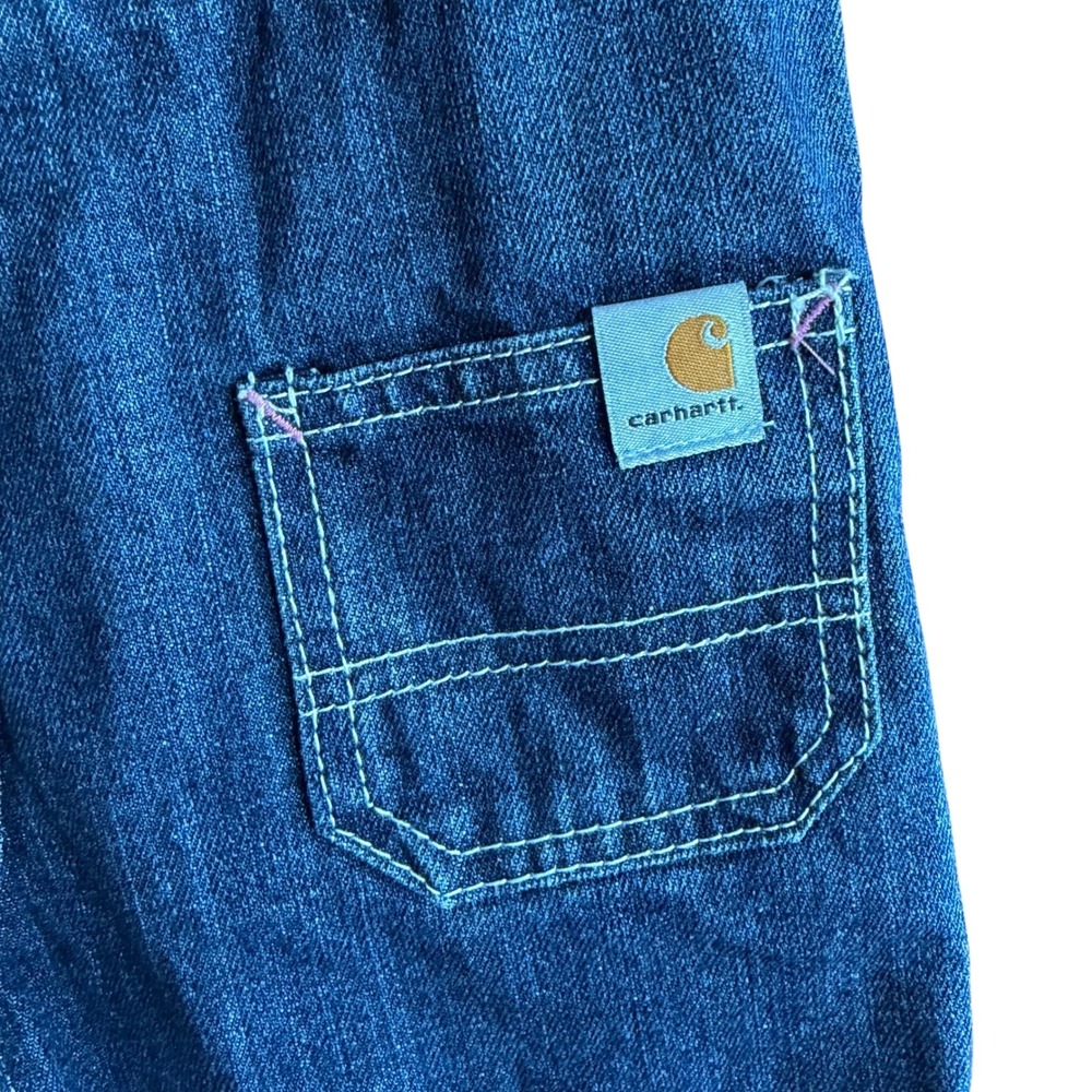 Carhartt Baby Girls Denim Overalls Flower Embroidery 12 Months - Picture 5 of 10